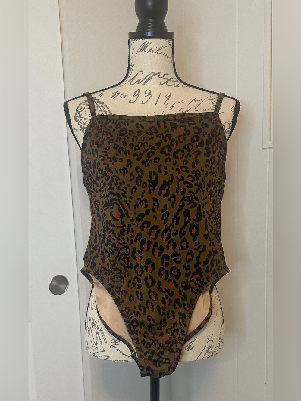 Madewell Leopard One Piece Swimsuit Small Olive Green Animal Cheetah High Cut